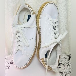 Steve Madden White and Gold Platform Sneakers